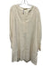 Ulla Johnson Size 8 Cream Viscose Long Sleeve Paneled V Neck Knee length Dress Cream / 8