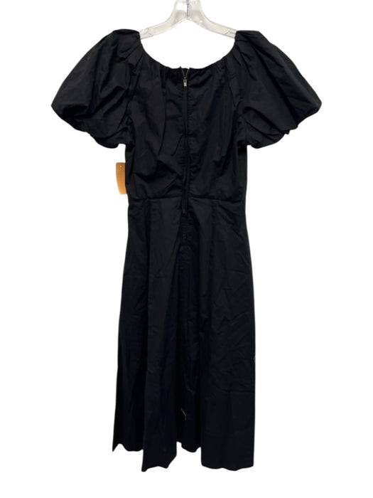 Ulla Johnson Size 6 Black Cotton Short Puff Sleeve Wide Neck Back Zip Dress Black / 6