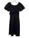 Ulla Johnson Size 6 Black Cotton Short Puff Sleeve Wide Neck Back Zip Dress Black / 6