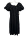 Ulla Johnson Size 6 Black Cotton Short Puff Sleeve Wide Neck Back Zip Dress Black / 6