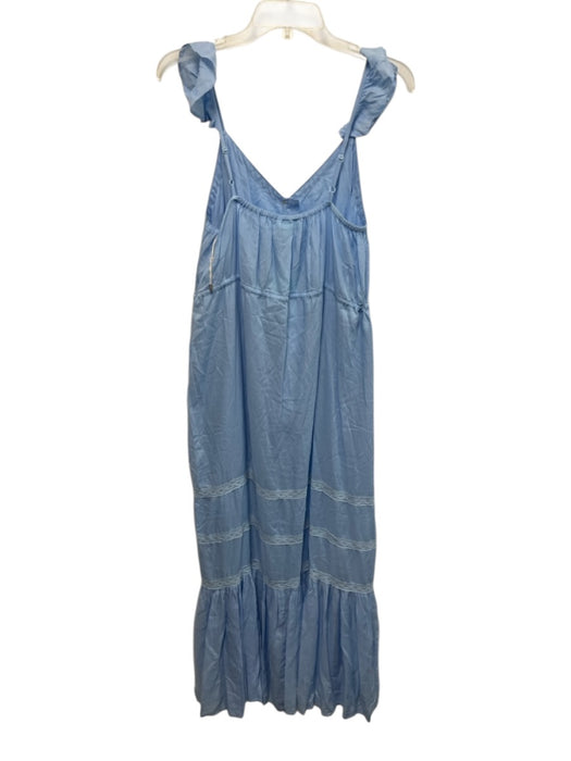 Melissa Odabash Size M Baby Blue Cotton Blend Spaghetti Strap Gold Buttons Dress Baby Blue / M