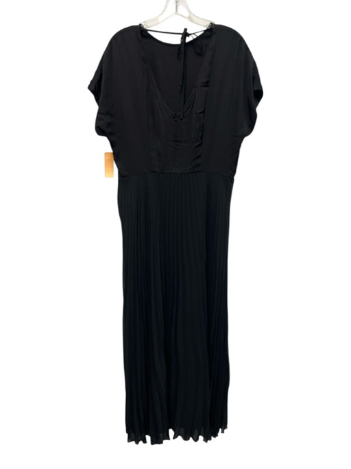 Peserico Size 48 Black Viscose Blend Sleeveless Back Tie Chain Detail Dress Black / 48