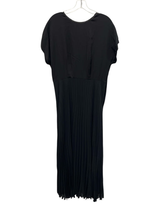 Peserico Size 48 Black Viscose Blend Sleeveless Back Tie Chain Detail Dress Black / 48