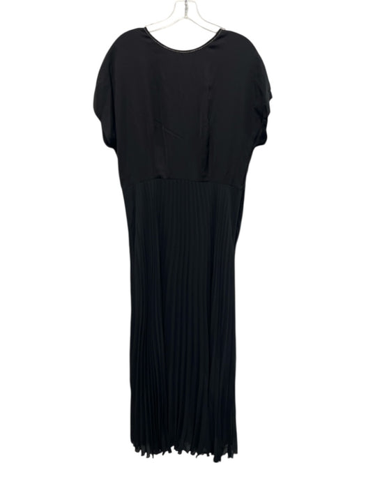 Peserico Size 48 Black Viscose Blend Sleeveless Back Tie Chain Detail Dress Black / 48