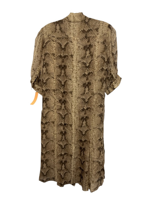 Yves Saint Laurent Size 38 Beige & Brown Silk Short Sleeve Snake Print Dress Beige & Brown / 38