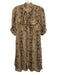 Yves Saint Laurent Size 38 Beige & Brown Silk Short Sleeve Snake Print Dress Beige & Brown / 38