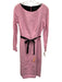 Maria Grazia Size 42 Pink Viscose Long Sleeve Princess Seams Color Block Dress Pink / 42