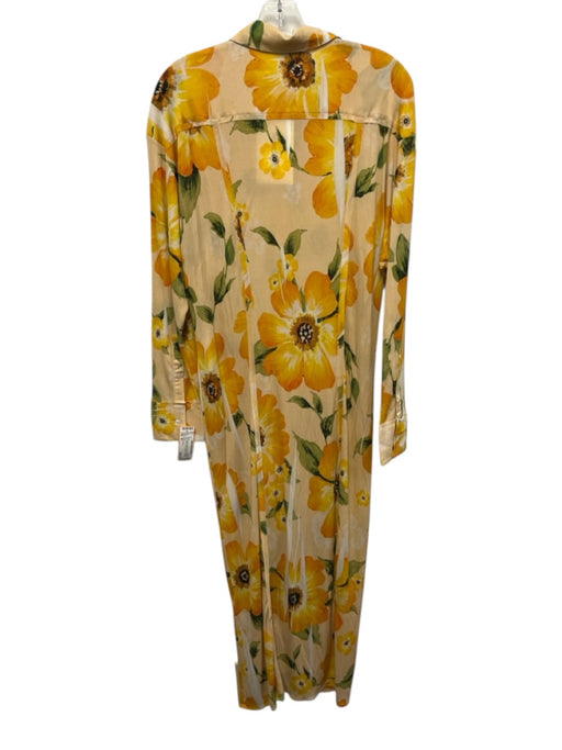 Acne Studios Size 38 Yellow, Peach & Green Viscose Long Sleeve Floral Maxi Dress Yellow, Peach & Green / 38
