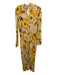 Acne Studios Size 38 Yellow, Peach & Green Viscose Long Sleeve Floral Maxi Dress Yellow, Peach & Green / 38