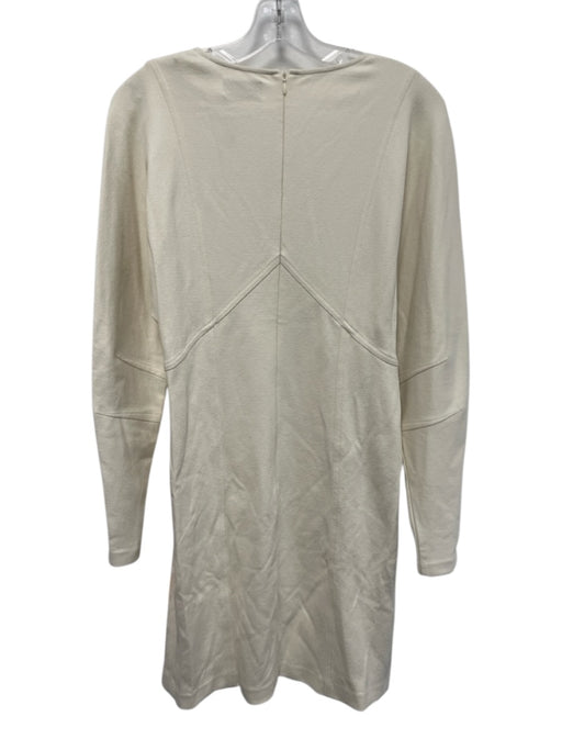Dondup Size 44 Cream Viscose Blend Long Sleeve Paneled Back Zip Below knee Dress Cream / 44