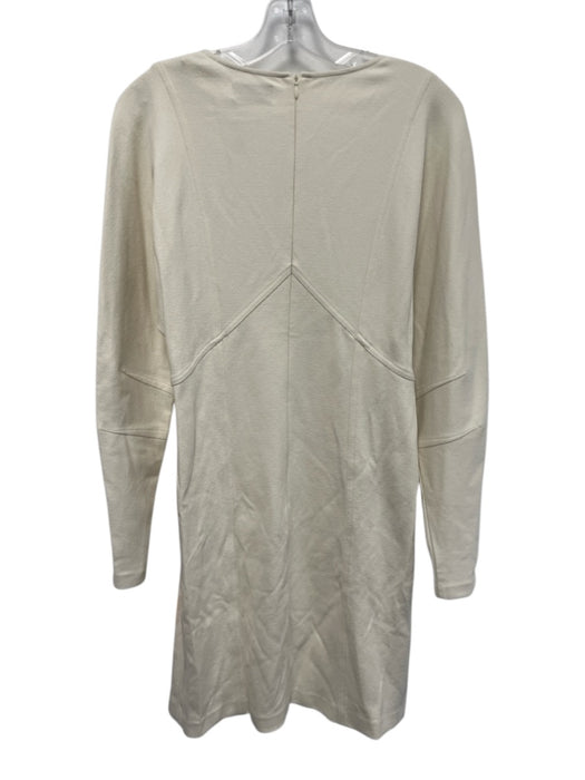 Dondup Size 44 Cream Viscose Blend Long Sleeve Paneled Back Zip Below knee Dress Cream / 44