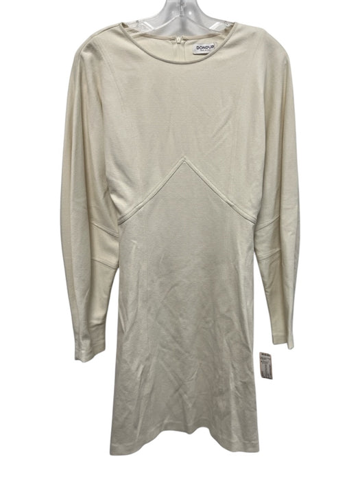 Dondup Size 44 Cream Viscose Blend Long Sleeve Paneled Back Zip Below knee Dress Cream / 44