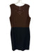 St. John Size 14 Black & Brown Wool Blend Knit Sleeveless Jeweled Detail Dress Black & Brown / 14