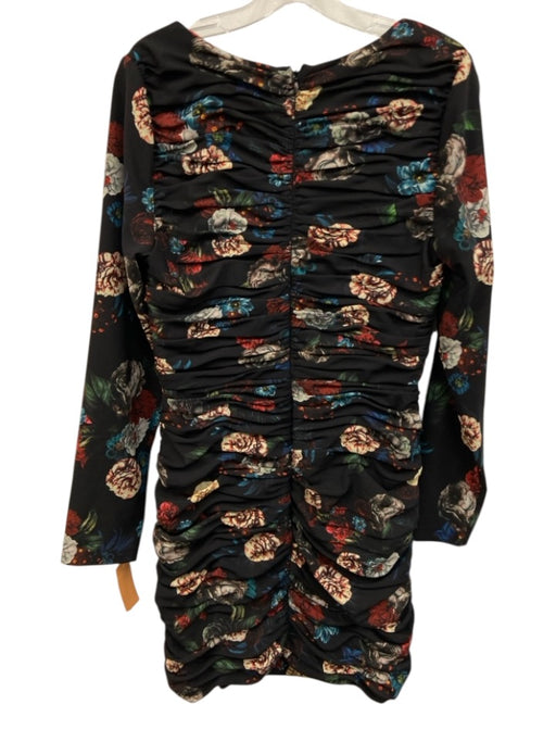 Slate & Willow Size 6 Black & Multi Polyester Blend Floral Rouched Dress Black & Multi / 6