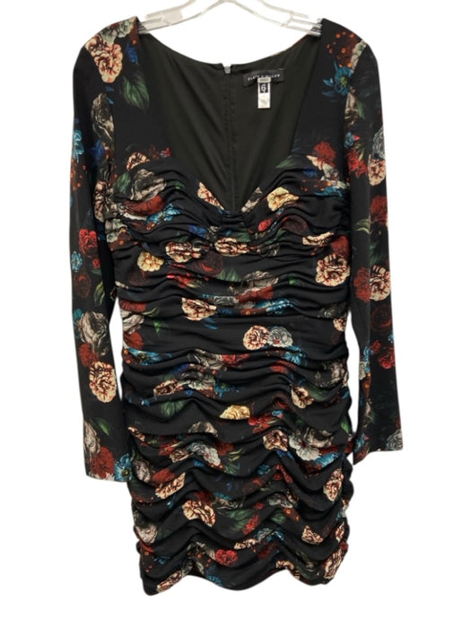 Slate & Willow Size 6 Black & Multi Polyester Blend Floral Rouched Dress Black & Multi / 6