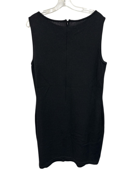 St. John Basics Size 14 Midnight Black Wool Blend Knit Sleeveless Back Zip Dress Midnight Black / 14