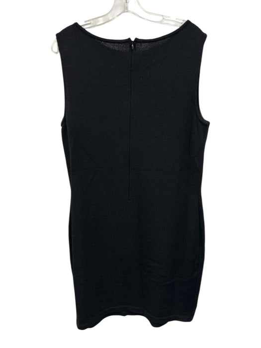 St. John Basics Size 14 Midnight Black Wool Blend Knit Sleeveless Back Zip Dress Midnight Black / 14