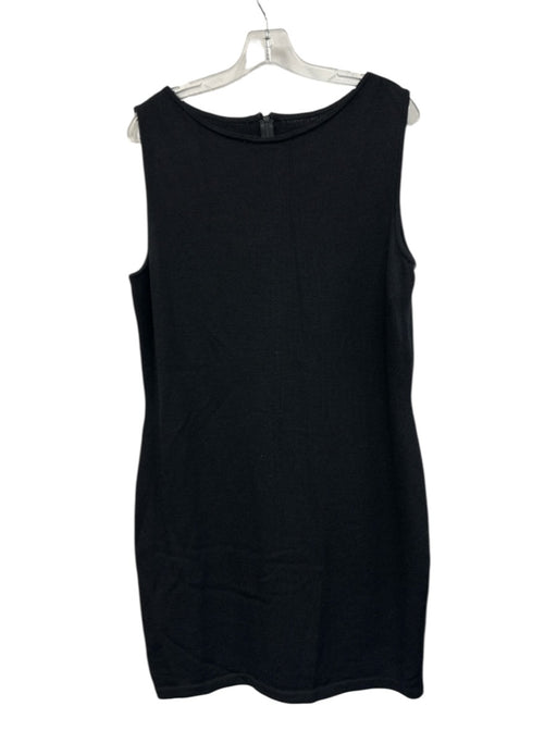 St. John Basics Size 14 Midnight Black Wool Blend Knit Sleeveless Back Zip Dress Midnight Black / 14