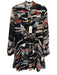 Cedric Charlier Size 6 Navy, Red, White Polyester Blend Abstract Pleated Dress Navy, Red, White / 6