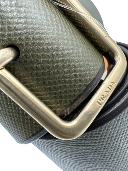 Prada Dark Green Leather Brass Hardware Wide Waist Belt Belts Dark Green / 32 / XS