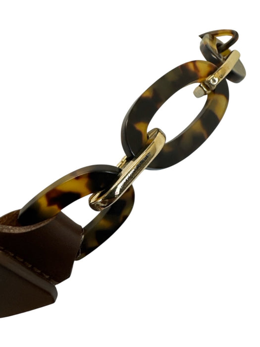 Max Mara Brown & Gold Leather & Plastic Chain Link Gold Hardware Belts Brown & Gold / XS