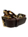Max Mara Brown & Gold Leather & Plastic Chain Link Gold Hardware Belts Brown & Gold / XS