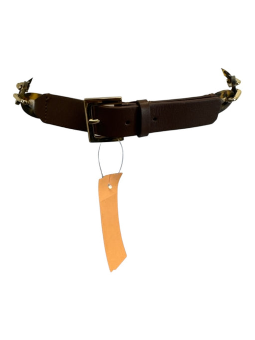 Max Mara Brown & Gold Leather & Plastic Chain Link Gold Hardware Belts Brown & Gold / XS