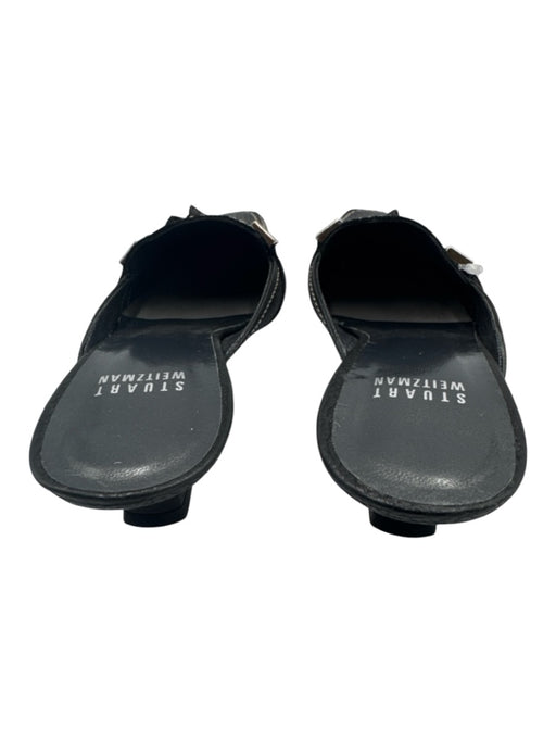 Stuart Weitzman Shoe Size 5 Black Leather Pebbled Stitching Kitten Heel Mules Black / 5