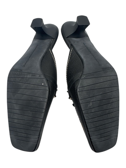 Stuart Weitzman Shoe Size 5 Black Leather Pebbled Stitching Kitten Heel Mules Black / 5