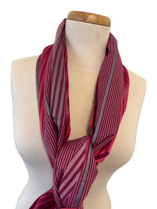 Paul Smith Pink, Red, Gray Cotton & Silk Stripe Tassels Rectangle scarf Pink, Red, Gray