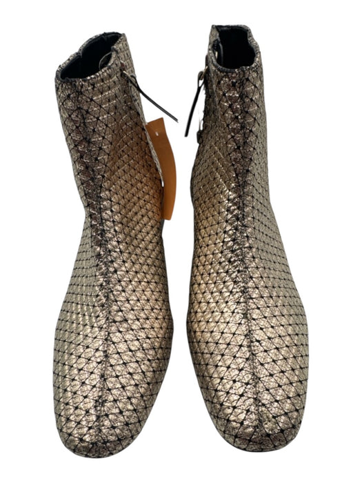 Gold&Rouge Shoe Size 42 Gold & Black Fabric Metallic Ankle Block Heel Booties Gold & Black / 42