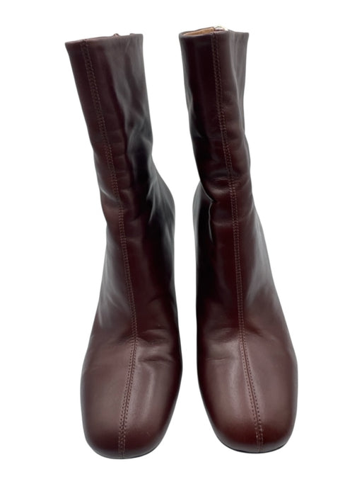 Bibi Lou Shoe Size 38 Brown Leather Back Zip Mid Heel Booties Brown / 38