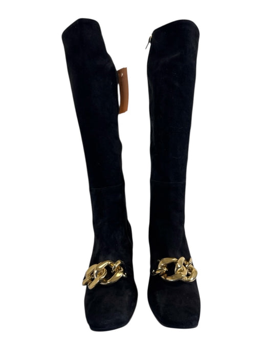 Formentini Shoe Size 39 Black Suede Gold hardware Side Zip Knee High Boots Black / 39