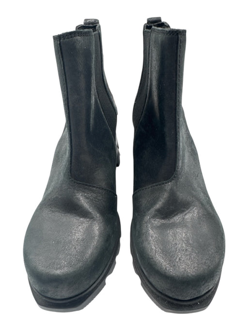 Sorel Shoe Size 6 Black Leather Elastic Wedge Ankle Booties Black / 6