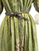Zimmermann Size 0/XS Green Print Ramie Floral Short Puff Sleeve Belt Inc. Dress Green Print / 0/XS