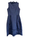 Oscar de la Renta Size 12 Navy Blue Silk Sleeveless Ruffle Collar Dress Navy Blue / 12