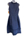 Oscar de la Renta Size 12 Navy Blue Silk Sleeveless Ruffle Collar Dress Navy Blue / 12