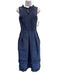 Oscar de la Renta Size 12 Navy Blue Silk Sleeveless Ruffle Collar Dress Navy Blue / 12