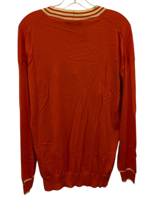 Stella McCartney Size 44 Orange & cream Wool Blend Button Down Sweater Cardigan Orange & cream / 44