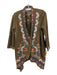 Johnny Was Size Small Brown & Multi Cotton Blend Embroidered Open Front Cardigan Brown & Multi / Small