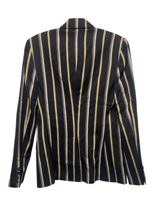 Stella McCartney Size 40 Black & Beige Print Wool Blend Stripe 1 Button Blazer Black & Beige Print / 40