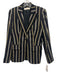 Stella McCartney Size 40 Black & Beige Print Wool Blend Stripe 1 Button Blazer Black & Beige Print / 40