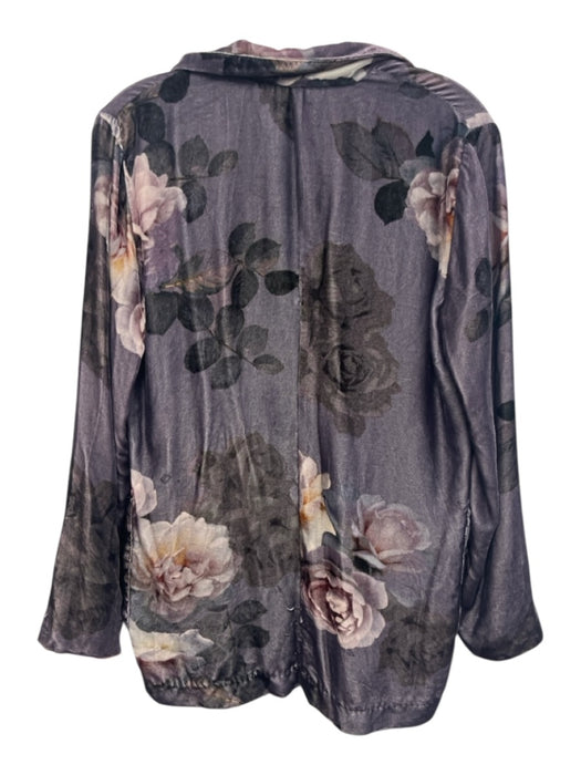 Johnny Was Size Small Purple Print Velvet Floral 1 Button Jacket Jacket Purple Print / Small