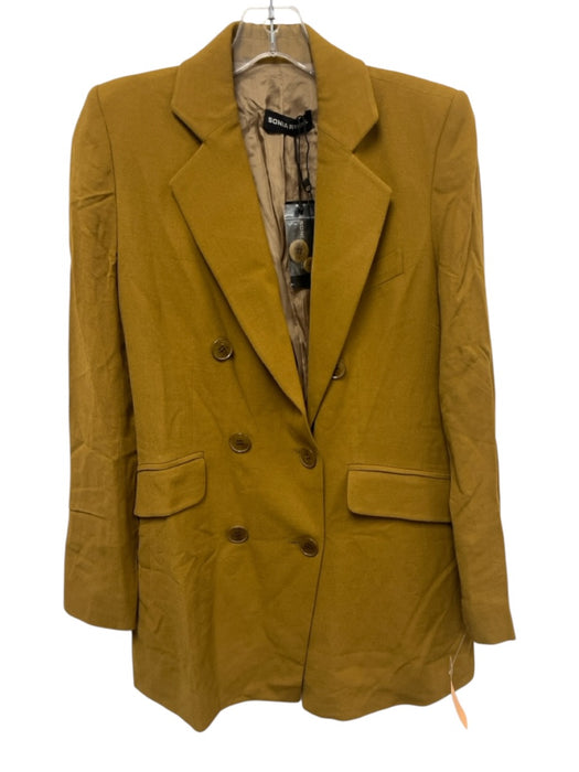 Sonia Rykiel Size 36 Olive Brown Viscose Blend Double Breast Long Sleeve Jacket Olive Brown / 36