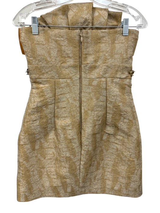 Dsquared Size 42 Beige Print Polyamide Blend Jeweled Detail Strapless Mini Dress Beige Print / 42