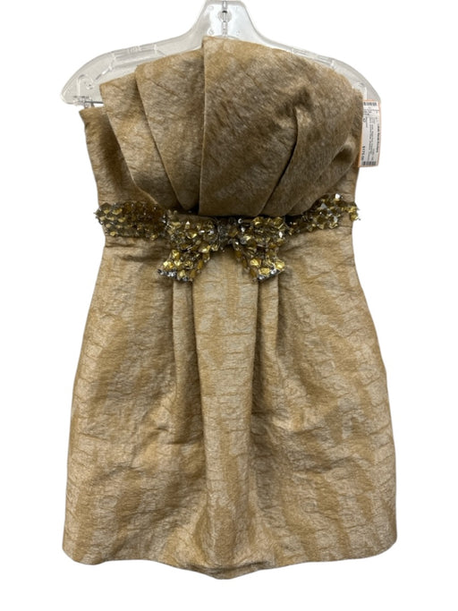 Dsquared Size 42 Beige Print Polyamide Blend Jeweled Detail Strapless Mini Dress Beige Print / 42