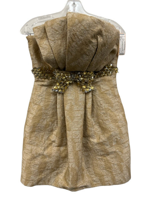 Dsquared Size 42 Beige Print Polyamide Blend Jeweled Detail Strapless Mini Dress Beige Print / 42