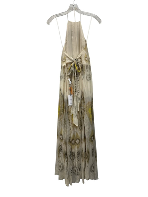 Reiss Size 8 Beige Print Viscose Floral Paisley Halter Maxi Dress Beige Print / 8