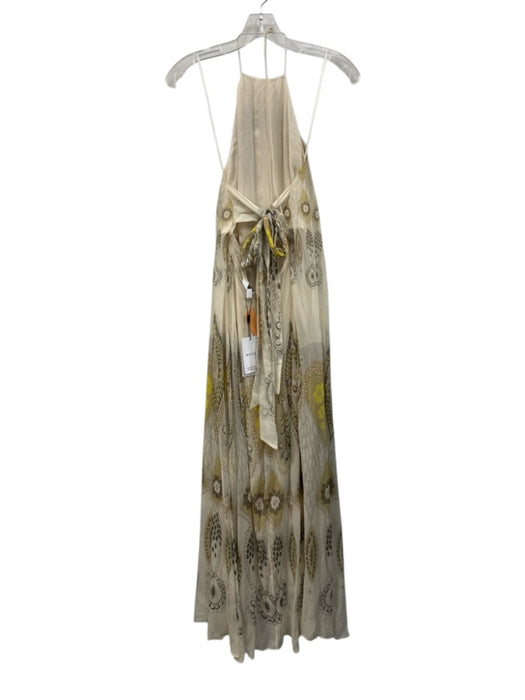 Reiss Size 8 Beige Print Viscose Floral Paisley Halter Maxi Dress Beige Print / 8