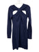 Halston Heritage Size 8 Navy Rayon Blend Long Sleeve Dress Navy / 8